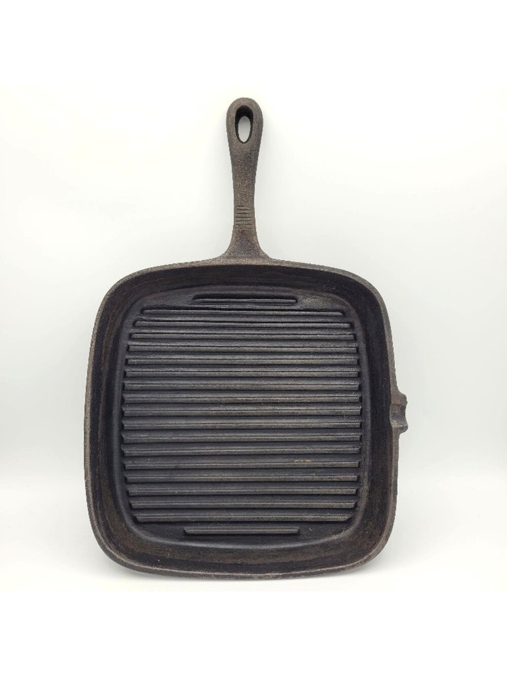 Square Cast Iron Grill Pan 9" Pre-Seasoned Ribbed Surface Indoor Outdoor Cooking